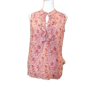 Derek Lam Floral Print tie neck COTTON blouse Women's Red White size L